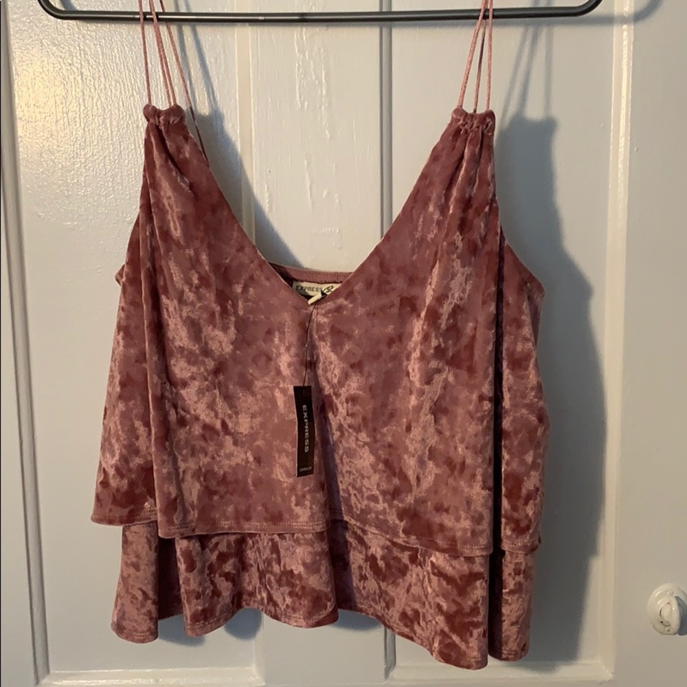 Pink velvet cropped tank